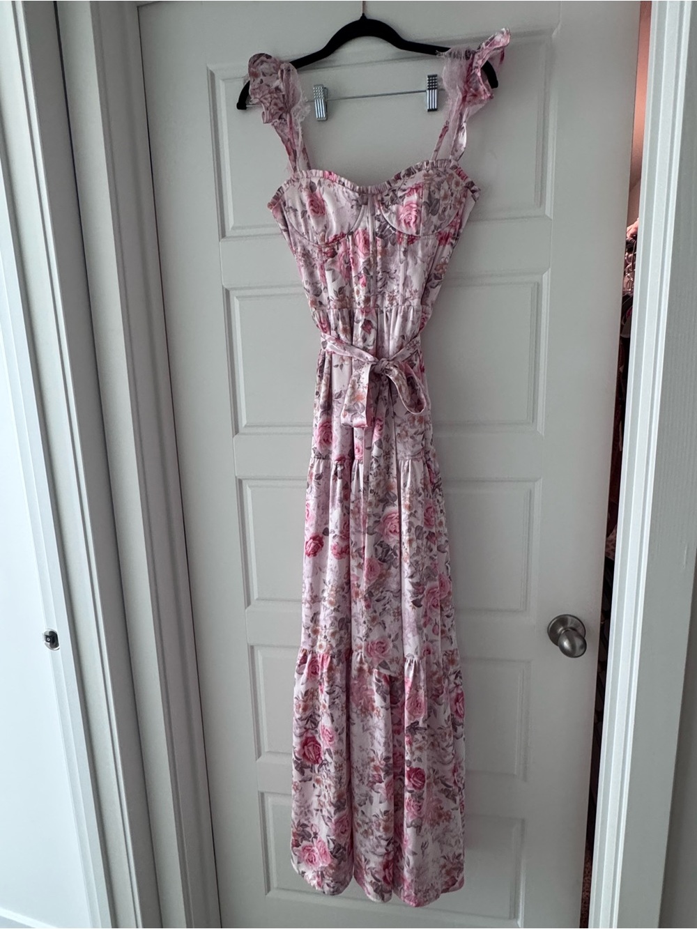 Altar'd State Pink Floral Ruffled-Strap Maxi Dress - Picture 3 of 8